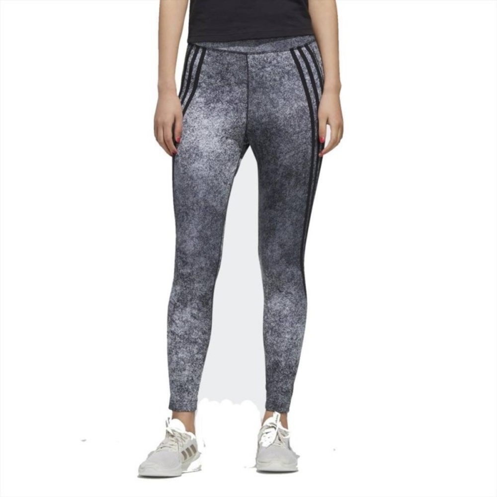 Adidas Black/Grey Marble Leggings w/Stripe Detail